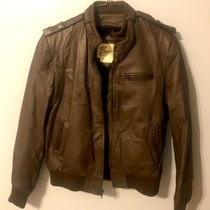 Vintage Berman’s Genuine Leather coat with faux fur lining, large, warm brown